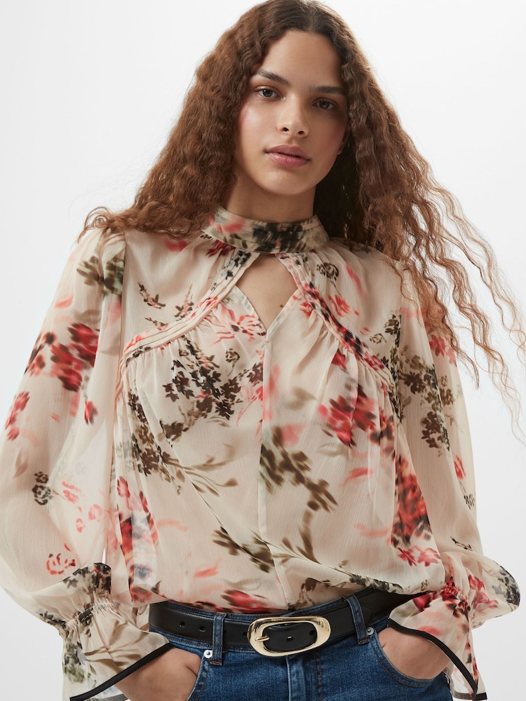 French Connection Hallie Crinkle Contrast Top - Image 1 of 4