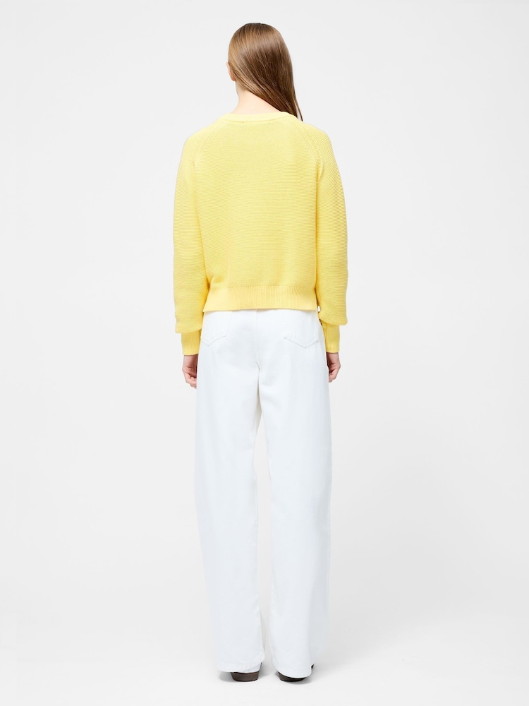 French Connection Yellow 100% Cotton Lily Mozart Long Sleeve Jumper - Image 2 of 5