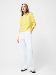 French Connection Yellow 100% Cotton Lily Mozart Long Sleeve Jumper - Image 3 of 5