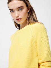 French Connection Yellow 100% Cotton Lily Mozart Long Sleeve Jumper - Image 4 of 5