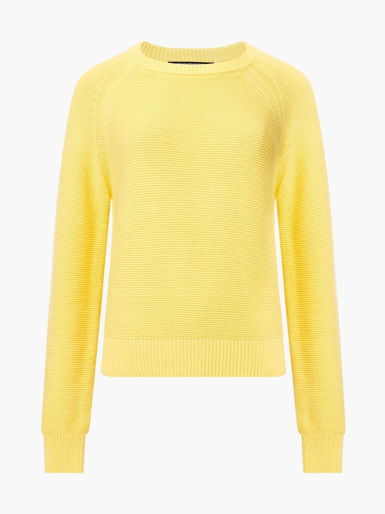 French Connection Yellow 100% Cotton Lily Mozart Long Sleeve Jumper - Image 5 of 5