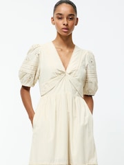 French Connection Cream Cambria Cotton Midi Dress - Image 3 of 4