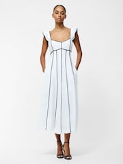 French Connection White Ariette Linen Long Flared Dress - Image 1 of 5