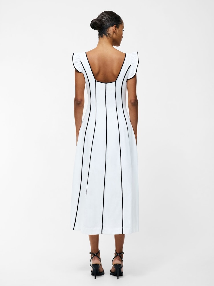 French Connection White Ariette Linen Long Flared Dress - Image 2 of 5