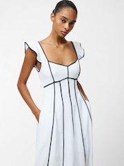 French Connection White Ariette Linen Long Flared Dress - Image 3 of 5