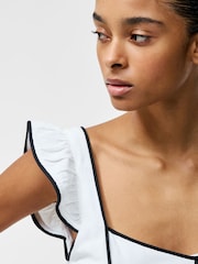 French Connection White Ariette Linen Long Flared Dress - Image 4 of 5