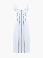French Connection White Ariette Linen Long Flared Dress - Image 5 of 5