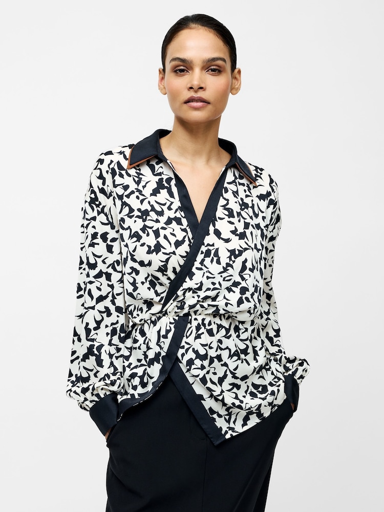 French Connection Blue Domasco Poly Twist Blouses - Image 1 of 4