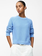 French Connection Blue 100% Cotton Lily Mozart Long Sleeve Jumper - Image 1 of 3