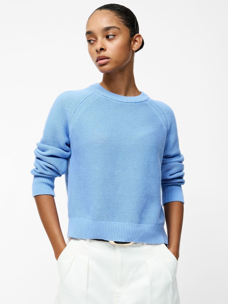 French Connection Blue 100% Cotton Lily Mozart Long Sleeve Jumper - Image 1 of 3