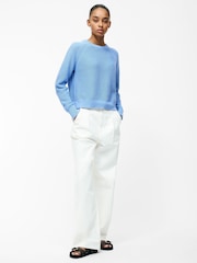 French Connection Blue 100% Cotton Lily Mozart Long Sleeve Jumper - Image 3 of 3