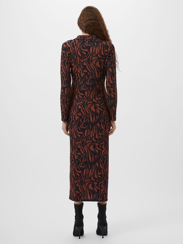 French Connection Black Zaria Textured Midi Dress - Image 2 of 4