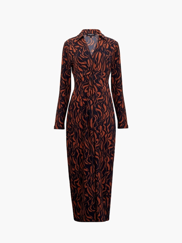 French Connection Black Zaria Textured Midi Dress - Image 4 of 4