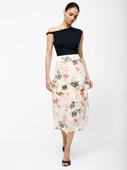French Connection Cream Candice Satin Georgette Overlay Skirt - Image 1 of 4