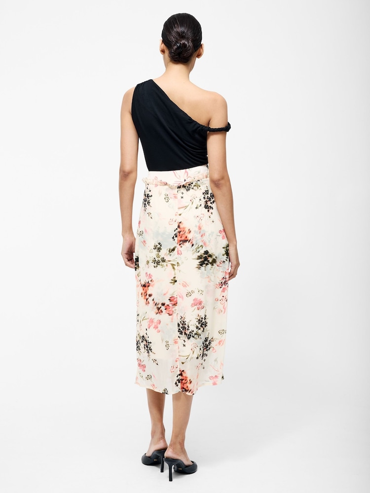 French Connection Cream Candice Satin Georgette Overlay Skirt - Image 2 of 4