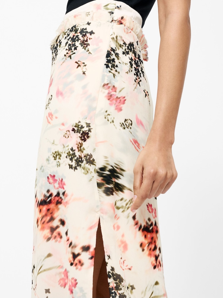 French Connection Cream Candice Satin Georgette Overlay Skirt - Image 3 of 4