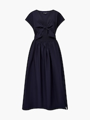 French Connection Blue Barletta Poplin Tie Midi 100% Cotton Dress - Image 4 of 4