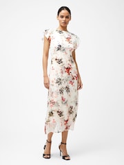 French Connection Cream Candice Satin Georgette Overlay Dress - Image 1 of 4