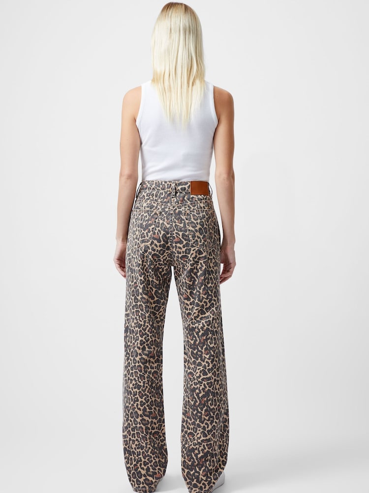 French Connection Animal Print 100% Cotton Charlie Printed Straight Jeans - Image 2 of 4