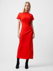 French Connection Red Valetta Off Shoulder Midi Dress - Image 1 of 4