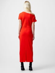 French Connection Red Valetta Off Shoulder Midi Dress - Image 2 of 4