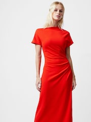 French Connection Red Valetta Off Shoulder Midi Dress - Image 3 of 4