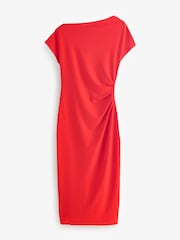 French Connection Red Valetta Off Shoulder Midi Dress - Image 4 of 4