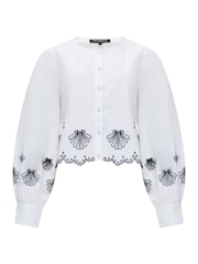 French Connection White Cambria 100% Cotton Long Sleeves Shirt - Image 5 of 5