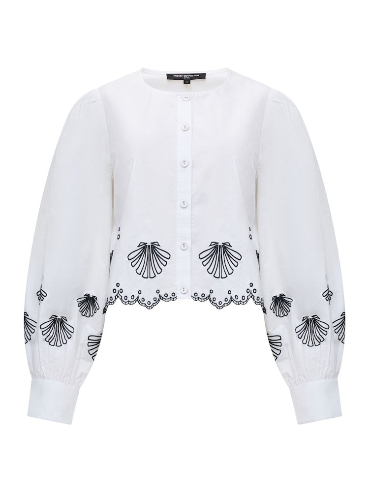 French Connection White Cambria 100% Cotton Long Sleeves Shirt - Image 5 of 5