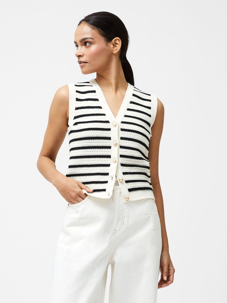 French Connection White Lumi Mozart Knit Waistcoat - Image 1 of 4
