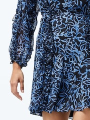 French Connection Blue Anna Emina Chiffon Dress - Image 3 of 4