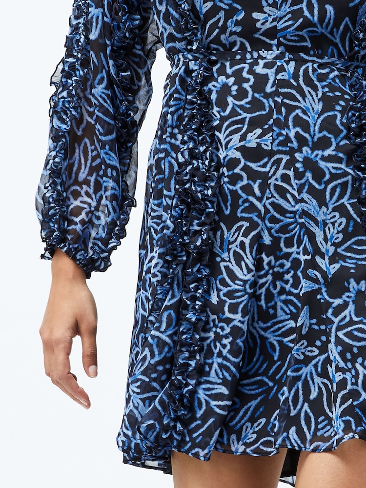 French Connection Blue Anna Emina Chiffon Dress - Image 3 of 4