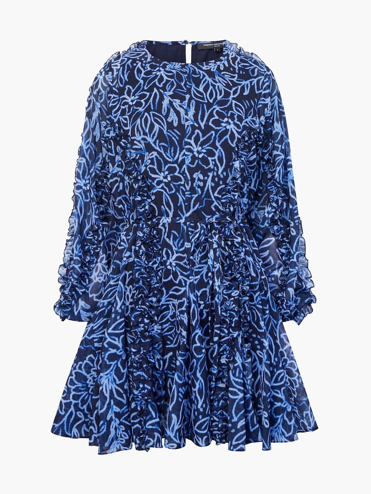 French Connection Blue Anna Emina Chiffon Dress - Image 4 of 4