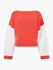 French Connection Red Lily Drop Shoulder 100% Cotton Jumper - Image 4 of 4