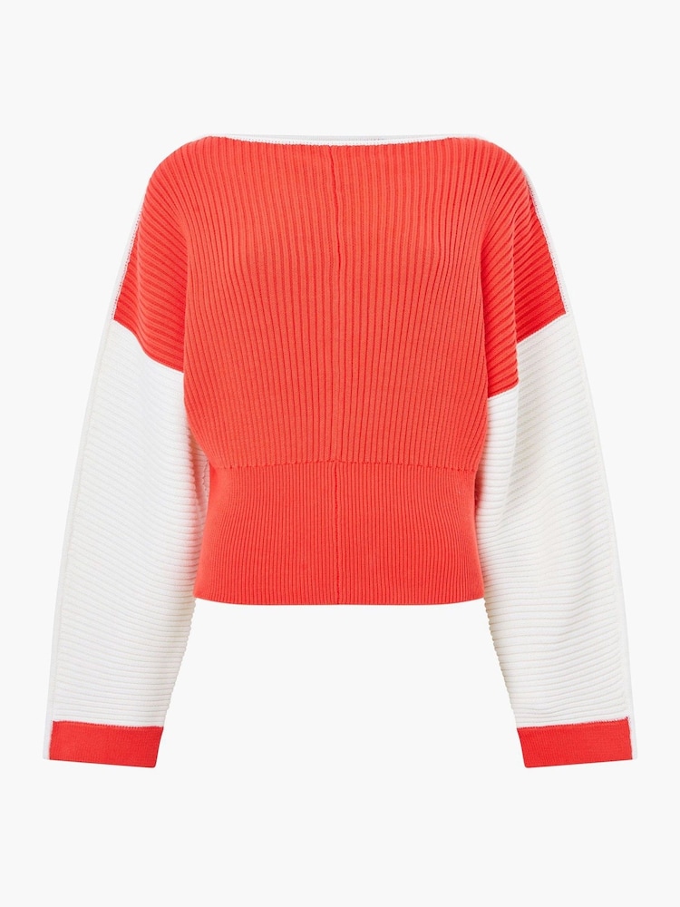 French Connection Red Lily Drop Shoulder 100% Cotton Jumper - Image 4 of 4