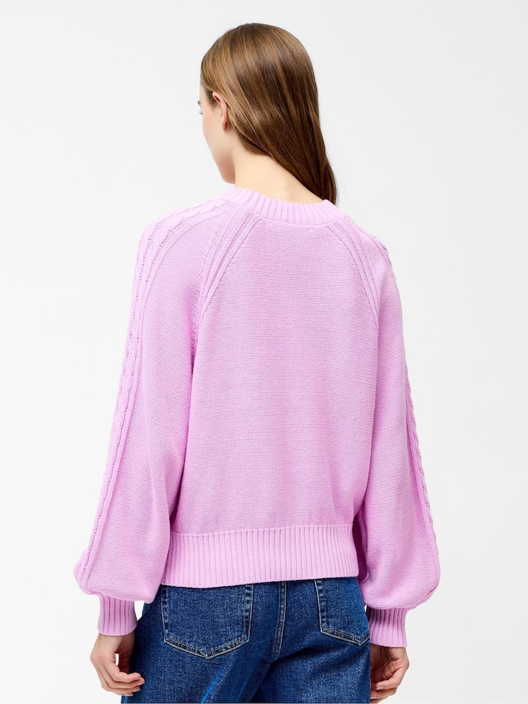 French Connection Pink Lily Cable Jumper - Image 2 of 4
