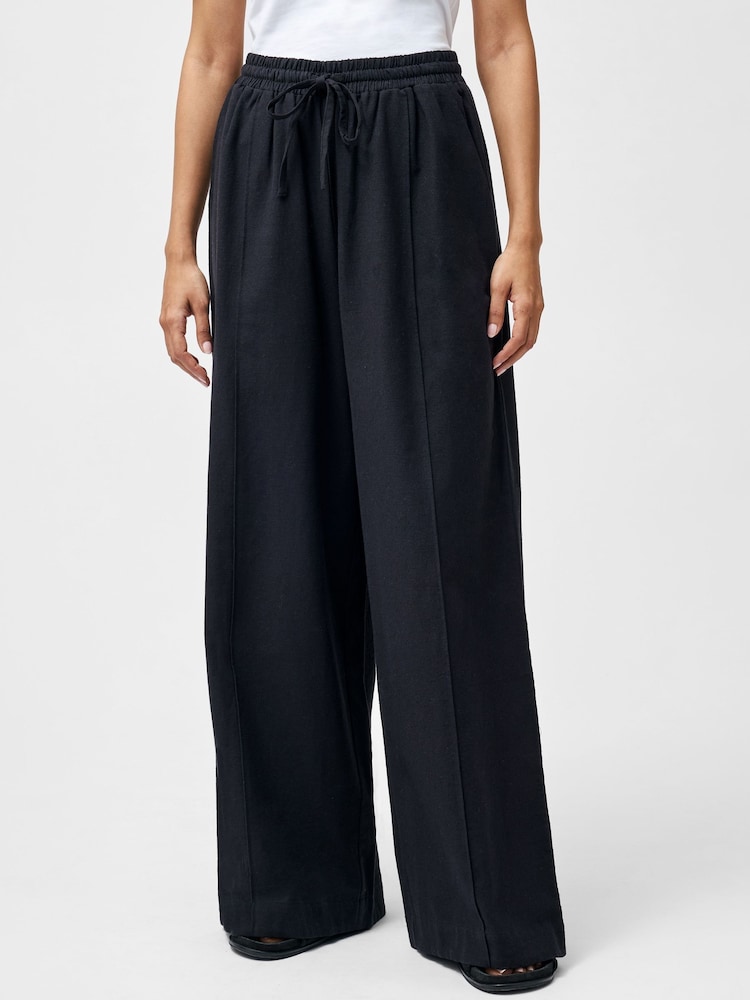 French Connection Black Clare Linen Blend Trousers - Image 1 of 4