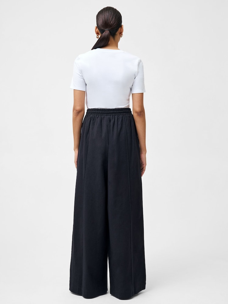 French Connection Black Clare Linen Blend Trousers - Image 2 of 4