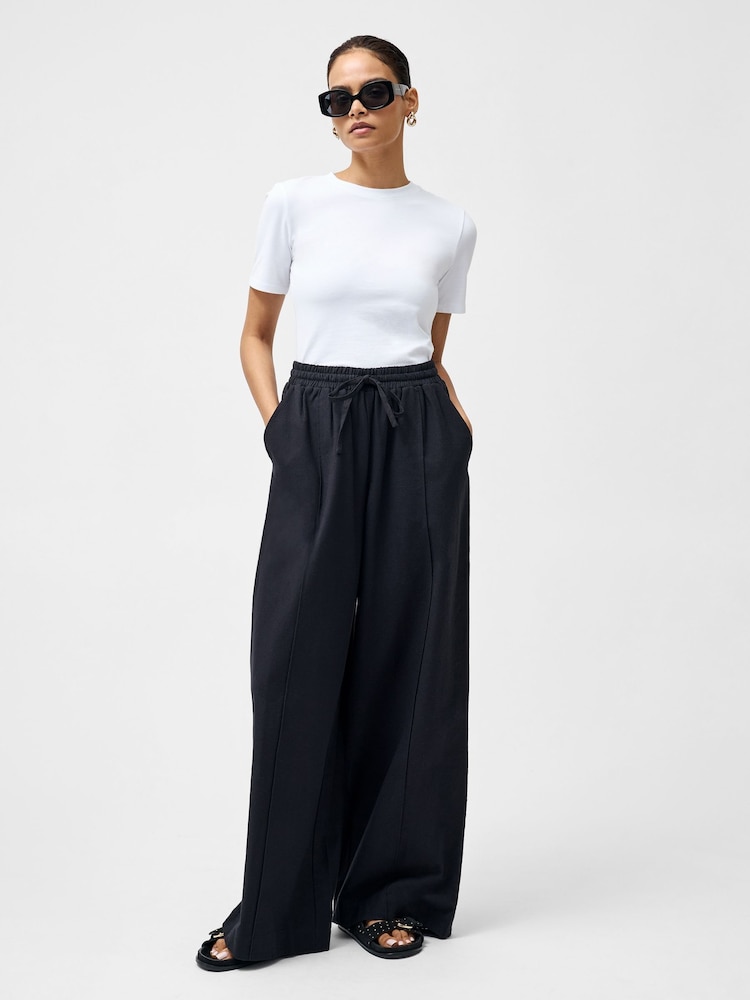French Connection Black Clare Linen Blend Trousers - Image 3 of 4