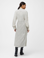 French Connection Grey Candice Satin Stripe Midi Dress - Image 2 of 4