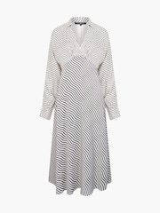 French Connection Grey Candice Satin Stripe Midi Dress - Image 4 of 4