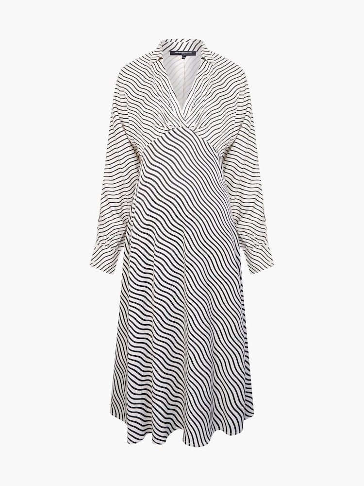 French Connection Grey Candice Satin Stripe Midi Dress - Image 4 of 4