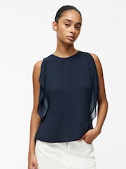 French Connection Blue Eden Georgette Flutter Sleeve Vest - Image 1 of 5
