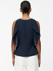 French Connection Blue Eden Georgette Flutter Sleeve Vest - Image 2 of 5