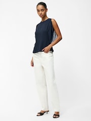 French Connection Blue Eden Georgette Flutter Sleeve Vest - Image 3 of 5