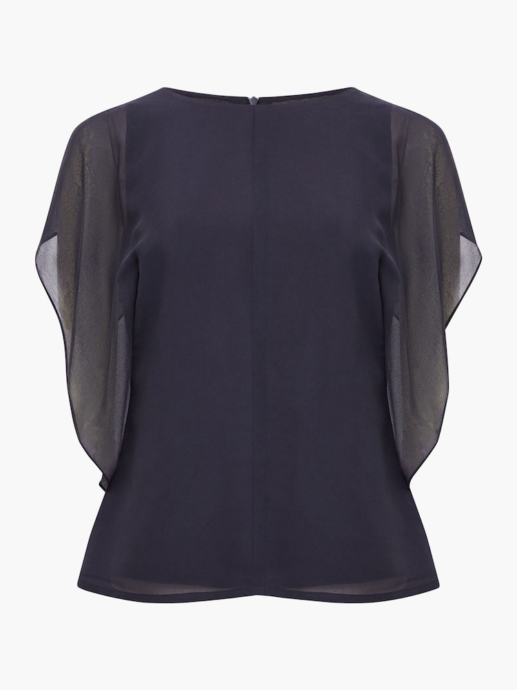 French Connection Blue Eden Georgette Flutter Sleeve Vest - Image 5 of 5