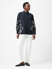 French Connection Black Cambria 100% Cotton Embroidered Top - Image 2 of 4