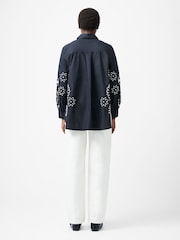 French Connection Black Cambria 100% Cotton Embroidered Top - Image 3 of 4