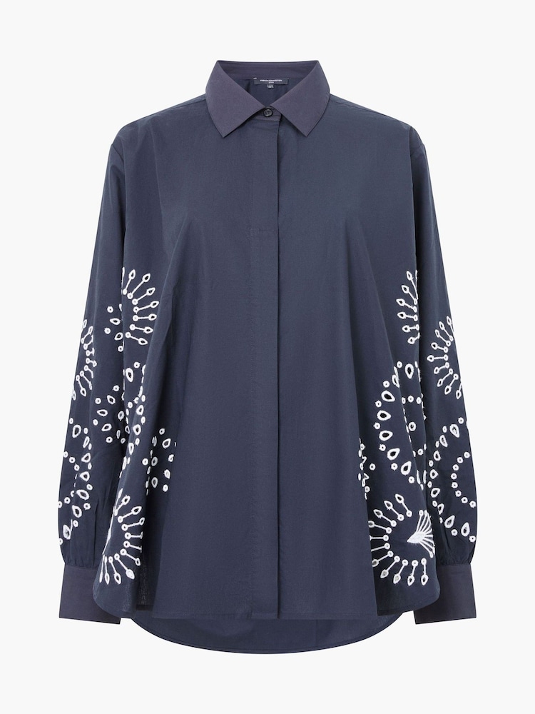 French Connection Black Cambria 100% Cotton Embroidered Top - Image 4 of 4