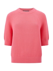 French Connection Pink Lily High Neck 100% Cotton Top - Image 4 of 4